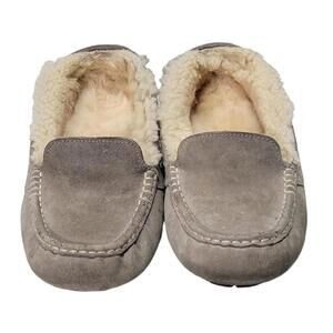 UGG Ansley Women's Taupe Suede Shearling Lined Moccasin Slippers US 8